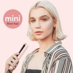 ⁦مكواة فرد الشعر المسطحة الصغيرة من تيرفيكس، درجة حرارة قابلة للتعديل، حجم السفر، الواح سيراميك 1/2 انش، جهد مزدوج، ايقاف تلقائي، زهري⁩ - الصورة ⁦2⁩