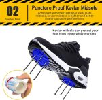 ⁦حذاء سيفتي للرجال والنساء من لايوايت، حذاء رياضي شبكي جيد التهوية وخفيف الوزن ومريح ومقاوم للخرق، حذاء رياضي واقي للعمل في المصنع بلون اسود⁩ - الصورة ⁦3⁩