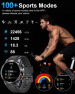 ⁦ساعة ذكية عسكرية للرجال من فيتونكلود، 1.54 انش HD، مكالمات بلوتوث، تتبع الصحة، عمر بطارية طويل، مصباح يدوي LED مدمج، مقاومة للماء IP68، متوافقة مع iOS وAndroid، اسود⁩ - الصورة ⁦5⁩