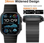 ⁦وينجلي سوار ساعة ابل الترا 3/2/1 الترا 49 ملم سلسلة 11 10 46 ملم 45 ملم 44 ملم 42 ملم اس اي 3/2/1 سلسلة 9 8 7 6 5 4 للرجال، سوار معدني بعرض 24 ملم من الستانلس ستيل لساعة ابل اي ووتش لينك، اسود⁩ - الصورة ⁦2⁩