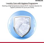 ⁦هيتاشي غسالة تحميل امامي 8 كجم، 1200 دورة في الدقيقة، ضمان 10 سنوات على المحرك العاكس، 16 برنامج، غسالة اوتوماتيكية بالكامل، نظام استشعار ذكي، شاشة LED متعددة الوظائف، ابيض، BD-802HVOW⁩ - الصورة ⁦4⁩