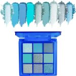 Klein blue Eyeshadow Palette, 9 Colors Glitter Matte Blue Shadow, Highly Pigmented Vibrant Drama Makeup with a Long-Wearing Formula