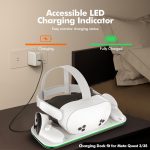 ⁦كاستويف قاعدة شحن لميتا كويست 3/3S، محطة شحن الواقع الافتراضي مع مؤشر LED، قاعدة شحن مزدوجة لوحدات التحكم وسماعات الرأس، حامل شاحن سريع لـ 3 وحدات تحكم⁩ - الصورة ⁦5⁩