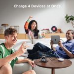 ⁦شاحن يوجرين أونو 100W من النوع سي، 4 منافذ، قابس شحن سريع من، شاشة مضحكة، محول شحن محمول صغير الحجم لأجهزة ماك بوك/إتش بي/ديل/لينوفو، آيفون 17 برو ماكس، جالاكسي إس 25 ألترا - أسود⁩ - الصورة ⁦4⁩