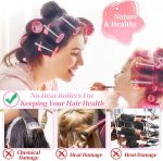 ⁦مجموعة بكرات الشعر من ستايونج - 18 قطعة، 3 احجام، 10 مشابك، لتجعيد الشعر الطويل والقصير، للحلاقين وتصفيف الشعر (بينك)⁩ - الصورة ⁦7⁩