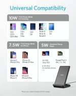 ⁦شاحن لاسلكي من انكر، 10 واط، معتمد من كيو اي، شحن سريع ايفون،اس ايه، 11، 11 برو، 11 برو ماكس، XR، Xs ماكس، XS، X، 8، 8 بلس، جالكسي S20 S10 S9، نوت 10 نوت 9 (بدون محول تيار متردد)⁩ - الصورة ⁦3⁩