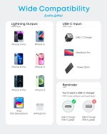 ⁦انكر كيبل USB C الى لايتنينج، كيبل مضفر 310 USB-C الى لايتنينج (عبوة من قطعتين، 6 قدم، اسود) معتمد من ام اف اي، كيبل شحن سريع لايفون 14 بلس 14 14 برو ماكس 13 13 برو ايفون 12 (الشاحن غير متضمن)⁩ - الصورة ⁦4⁩