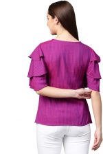 ⁦ياش غاليري بلوزة قطنية مطرزة بقصة عادية للنساء من كانثا⁩ - الصورة ⁦4⁩