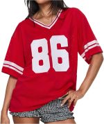 تي شيرت واي 2 كيه لكرة السلة للنساء باكمام قصيرة ورقبة على شكل حرف V مطبوع عليه ارقام فضفاضة، تي شيرت فضفاض بلوكور، قميص من الجيرسيه الجمالي، ملابس الشارع