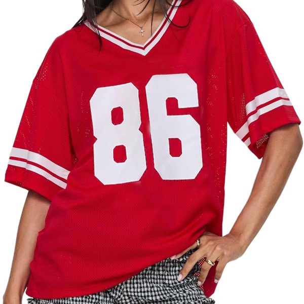 تي شيرت واي 2 كيه لكرة السلة للنساء باكمام قصيرة ورقبة على شكل حرف V مطبوع عليه ارقام فضفاضة، تي شيرت فضفاض بلوكور، قميص من الجيرسيه الجمالي، ملابس الشارع