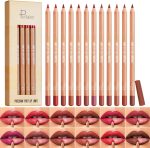 مجموعة اقلام تحديد شفاه مكونة من 12 لون من ال بويلوف، مجموعة اقلام تحديد شفاه بلمسة نهائية غير لامعة للنساء، مقاومة للماء وتدوم طويلا، قلم شفاه ناعم عالي الصبغة للمكياج اليومي (مجموعة ايه)