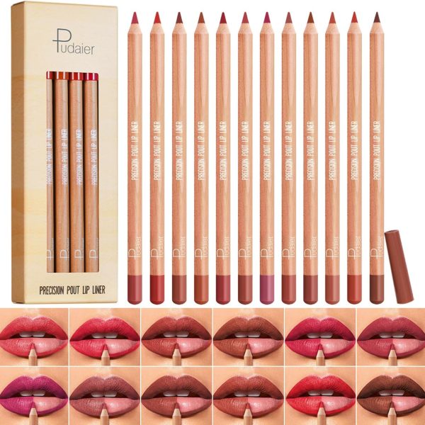 مجموعة اقلام تحديد شفاه مكونة من 12 لون من ال بويلوف، مجموعة اقلام تحديد شفاه بلمسة نهائية غير لامعة للنساء، مقاومة للماء وتدوم طويلا، قلم شفاه ناعم عالي الصبغة للمكياج اليومي (مجموعة ايه)