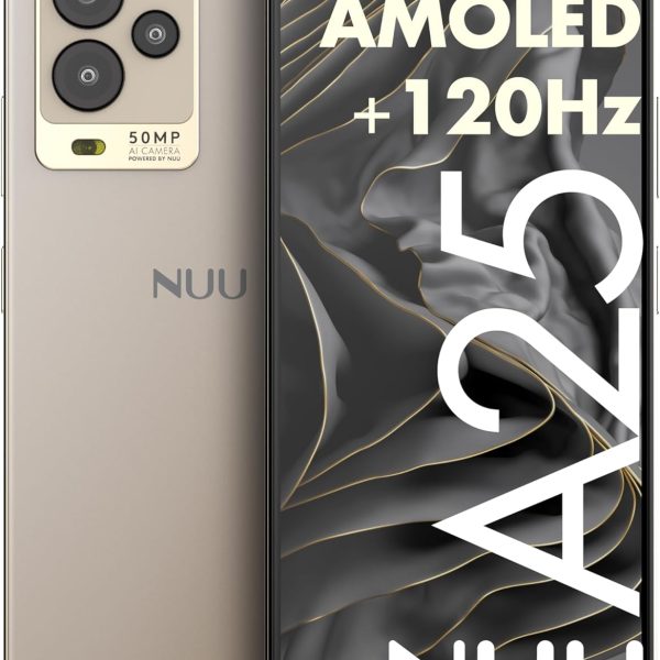 نو جوال A25 AMOLED 120Hz 6.7 انش لتي-موبايل، ايه تي تي، كريكيت، مينت، الترا، مترو، جوالات الالعاب، ثماني النواة هيليو G99، ثنائي شرائح الاتصال 4G/LTE، كاميرا 6GB + 128GB 50MP، ذهبي فاتح، للسفر الدولي