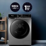 ⁦سوبر جينيرال غسالة تحميل امامي 12 كجم/8 كجم، محرك عاكس، 1400 دورة في الدقيقة، 15 برنامج، غسيل جاف لمدة ساعة، غسيل بالبخار، العناية بالطفل، 59.5×59.5×85 سم (العرض×العمق×الارتفاع)، اينوكس، ضمان عاكس 10⁩ - الصورة ⁦6⁩