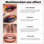 ⁦اي في بي سي تي مجموعة اقلام تحديد عيون جل لامعة بلون اخضر وازرق وابيض واسود وبني وارجواني، 12 قطعة للنساء مقاومة للماء والتلطخ من لابيز دي اوجوس ديلينادور دي اوجوس كونترا ال اجوا⁩ - الصورة ⁦6⁩