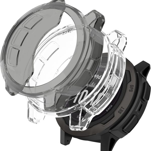 جراب حماية رفيع للغاية من البولي يوريثين الحراري متوافق مع جارمين انستينكت 2 من سومريو، مضاد للبقع والخدوش والصدمات متوافق مع جارمين انستينكت 2، اسود + شفاف