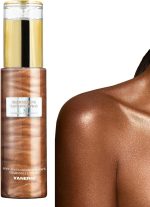 بخاخ لامع لتسمير البشرة مع قفاز، بخاخ تسمير فوري يدوم طويلا مع ميكا، بخاخ تسمير ذاتي خالٍ من الخطوط، بخاخ تسمير سريع، مرطب 80 مل/2.7 اونصة سائلة