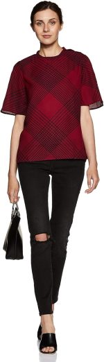 ⁦بلوزة قصة عادية بنمط مربعات للنساء من كريف⁩ - الصورة ⁦5⁩