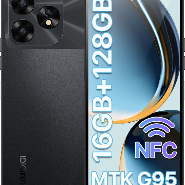 يوميدجي جوال اندرويد غير مقفل A15T، 5000mAh (8+8)+128GB/TF توسيع 1TB، جوال رفيع للغاية 6.7 انش، اندرويد 13 NFC GPS، كاميرا ذكاء اصطناعي 64MP 4G ثنائي شرائح الاتصال، اسود