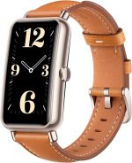 هواوي ساعة ذكية صغيرة من ووتش فيت + مكبر صوت بلوتوث هواوي بشاشة 1.47 انش ودقة 194 × 369 بكسل وسوار جلدي، بني، Fara-B69، USB