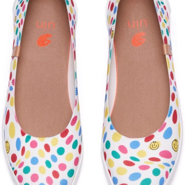 UIN C'est l'Amour أحذية سفر للسيدات، أحذية شراعية، أحذية بدون رباع، أحذية كاجوال بتصميم حورية البحر، قماش أبيض, متعدد الألوان, Medium