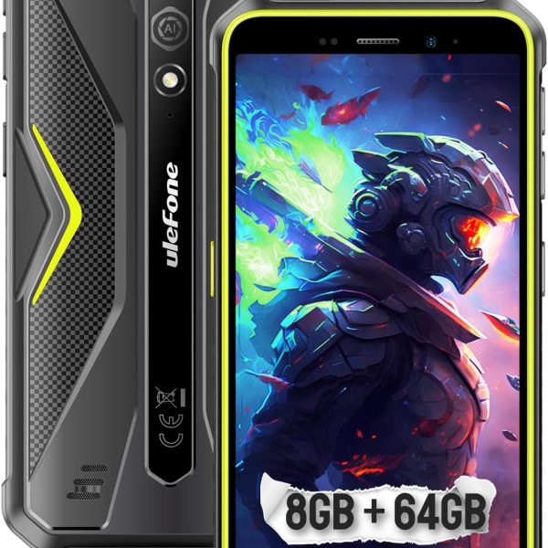 يوليفون جوال ارمور X12 برو، الجيل الرابع IP68/IP69K، اندرويد 14 8GB + 64GB، 13MP + 8MP، شاشة 5.45 انش HD+ وبطارية كبيرة 4860mAh، باندز عالمي، مقاوم للغبار، بوصلة، ان اف سي، او تي جي، جي بي اس، اخضر