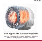 ⁦هيتاشي غسالة تحميل امامي 8 كجم، 1200 دورة في الدقيقة، ضمان 10 سنوات على المحرك العاكس، 16 برنامج، غسالة اوتوماتيكية بالكامل، نظام استشعار ذكي، شاشة LED متعددة الوظائف، ابيض، BD-802HVOW⁩ - الصورة ⁦6⁩