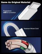 ⁦كيبل USB C للكاربلاي، سلك لعب للسيارة لابل ايفون 16 وايفون 15 برو ماكس، USB A الى نوع C، سلك شحن مضفر لنقل البيانات لاجهزة اندرويد اوتو سامسونج جالاكسي S25 S24 S23 3.3 قدم، ابيض⁩ - الصورة ⁦3⁩