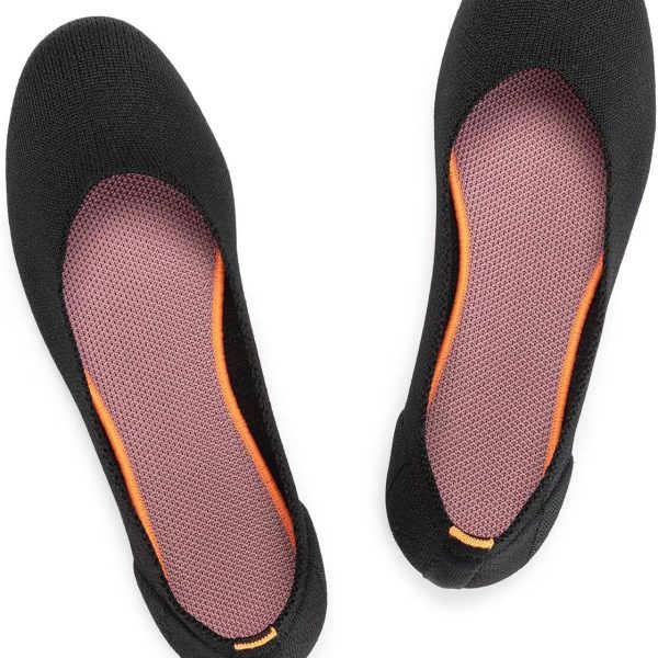 حذاء باليه مسطح للنساء، حذاء رسمي منسوج بمقدمة دائرية سهل الارتداء للمشي للنساء، حذاء بكعب عريض منخفض مريح وناعم