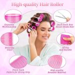 ⁦مجموعة بكرات الشعر من ستايونج - 18 قطعة، 3 احجام، 10 مشابك، لتجعيد الشعر الطويل والقصير، للحلاقين وتصفيف الشعر (بينك)⁩ - الصورة ⁦5⁩