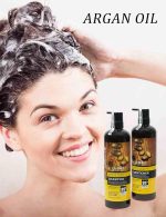 ⁦مجموعة شامبو وبلسم بزيت الارجان المغربي خالية من الكبريتات، مثالية للشعر التالف والجاف والمجعد - تركيبة كثيفة للشعر الناعم/الرقيق، امن على الشعر المصبوغ والمعالج بالكيراتين (مجموعة 2 في 1)⁩ - الصورة ⁦3⁩