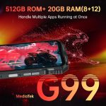 ⁦دوجي هاتف ذكي متين S118 غير مقفل 2024-Android 14، هيليو G99 20GB RAM + 512GB ROM، 6.55 انش FHD+120HZ، بطارية 10800mAh، 33 واط، كاميرا 50MP، هاتف مقاوم للماء 4G ثنائي شرائح الاتصال/NFC/OTG⁩ - الصورة ⁦2⁩