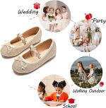 ⁦حذاء رسمي للبنات الصغيرات مزين بالزهور من فيرامين - حذاء ماري جينز فلات لحفلات الزفاف⁩ - الصورة ⁦4⁩