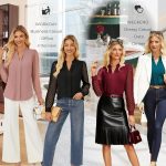 ⁦جريس كارين بلوزة كاجوال للنساء من الدانتيل الشفاف باكمام طويلة وبكسرات وقبة V مناسبة للعمل والمكتب⁩ - الصورة ⁦4⁩