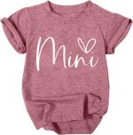 ⁦تي شيرت مطبوع عليه عبارة «Mama and Mini» لطيف على شكل قلب الحب للأم والطفل متطابقة، ملابس متطابقة للأم والطفل⁩ - الصورة ⁦3⁩