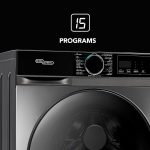 ⁦سوبر جينيرال غسالة تحميل امامي 12 كجم/8 كجم، محرك عاكس، 1400 دورة في الدقيقة، 15 برنامج، غسيل جاف لمدة ساعة، غسيل بالبخار، العناية بالطفل، 59.5×59.5×85 سم (العرض×العمق×الارتفاع)، اينوكس، ضمان عاكس 10⁩ - الصورة ⁦7⁩