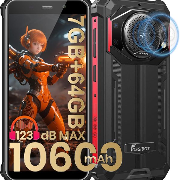 هاتف ذكي متين F101P اندرويد 13 من فوسيبوت، 7GB+64GB/1TB، هاتف غير مقفل 10600mAh، صوت عالي 123 ديسيبل، كاميرا 24MP+8MP، مقاوم للماء، 4G ثنائي شرائح الاتصال، او تي جي، شاحن 18 واط