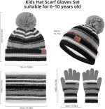 ⁦طقم قبعة شتوية للاطفال مكون من 3 قطع من فريشنيس، مجموعة قفازات ووشاح وقبعة سميكة منفوشة للاطفال، قبعة صغيرة ووشاح للاطفال، مجموعة قبعات صغيرة وقفازات محبوكة مع صوف سميك دافئ مبطن بالصوف للاطفال من سن⁩ - الصورة ⁦7⁩