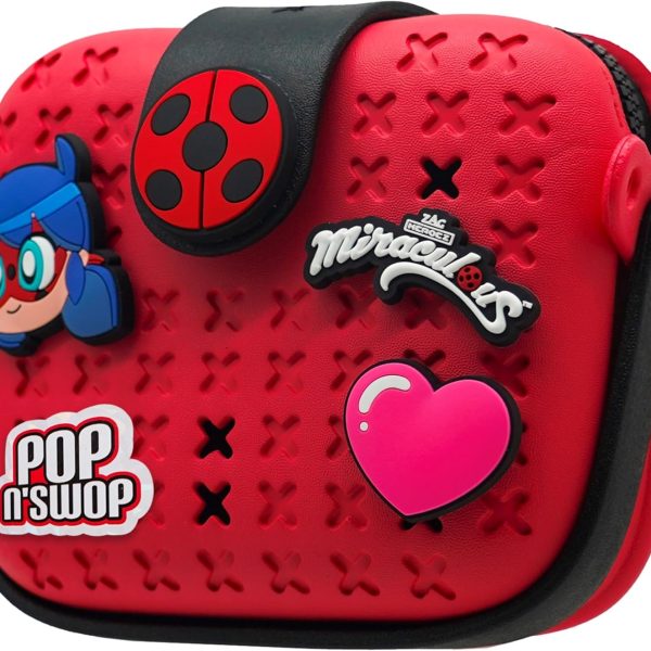 ميراكيلوس شنطة يد صغيرة من ليدي باج بوب ان سوب، شنطة قابلة للتخصيص بـ4 شارات مشبك، شنطة اكسسوارات، شنطة يد خفيفة الوزن ومتينة ومقاومة للماء - هدية للبنات والاطفال (دعسوقة)