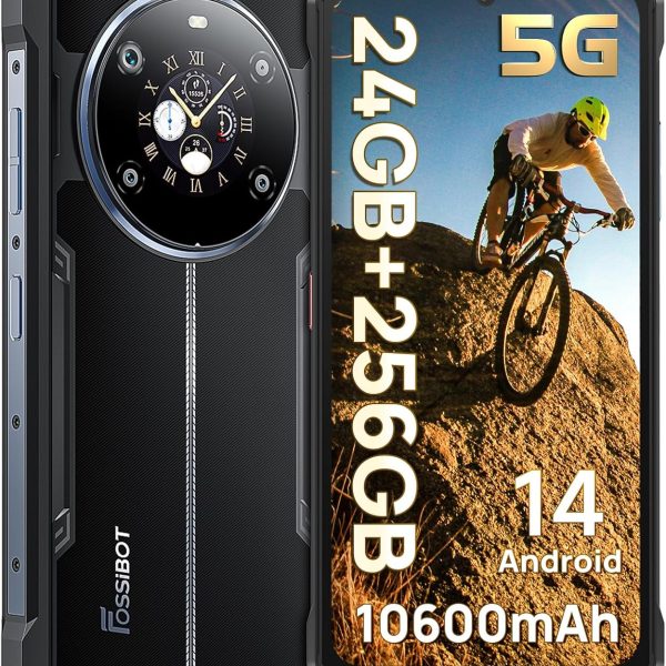 هاتف ذكي متين F109 5G من فوسيبوت، 24GB+256GB/2TB اندرويد 14 غير مقفل، بطارية 10600mAh، كاميرا 50MP+16MP+5MP، ثنائي شرائح الاتصال، IP68/IP69K، NFC