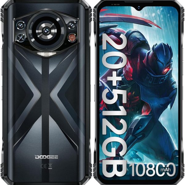 دوجي هاتف ذكي متين S118 غير مقفل 2024-Android 14، هيليو G99 20GB RAM + 512GB ROM، 6.55 انش FHD+120HZ، بطارية 10800mAh، 33 واط، كاميرا 50MP، هاتف مقاوم للماء 4G ثنائي شرائح الاتصال/NFC/OTG