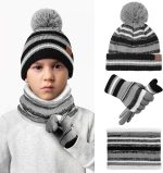 ⁦طقم قبعة شتوية للاطفال مكون من 3 قطع من فريشنيس، مجموعة قفازات ووشاح وقبعة سميكة منفوشة للاطفال، قبعة صغيرة ووشاح للاطفال، مجموعة قبعات صغيرة وقفازات محبوكة مع صوف سميك دافئ مبطن بالصوف للاطفال من سن⁩ - الصورة ⁦2⁩