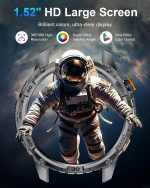 ⁦ساعة ذكية عسكرية للرجال من فيتونكلود، 1.54 انش HD، مكالمات بلوتوث، تتبع الصحة، عمر بطارية طويل، مصباح يدوي LED مدمج، مقاومة للماء IP68، متوافقة مع iOS وAndroid، اسود⁩ - الصورة ⁦3⁩