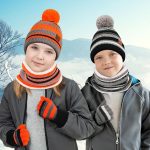 ⁦طقم قبعة شتوية للاطفال مكون من 3 قطع من فريشنيس، مجموعة قفازات ووشاح وقبعة سميكة منفوشة للاطفال، قبعة صغيرة ووشاح للاطفال، مجموعة قبعات صغيرة وقفازات محبوكة مع صوف سميك دافئ مبطن بالصوف للاطفال من سن⁩ - الصورة ⁦6⁩