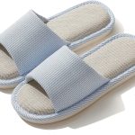 جيجي شبشب للنساء والرجال، شبشب كتان مفتوح عند الاصابع، صنادل صيفية للاستخدام الداخلي والخارجي وغرفة النوم