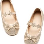 حذاء رسمي للبنات الصغيرات مزين بالزهور من فيرامين - حذاء ماري جينز فلات لحفلات الزفاف