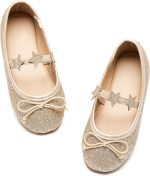 حذاء رسمي للبنات الصغيرات مزين بالزهور من فيرامين - حذاء ماري جينز فلات لحفلات الزفاف