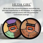 ⁦هودا جيرل باليت مكياج 3 في 1 كونسيلر دافئ للهالات السوداء، باليت بلش وهايلايتر وكونسيلر احترافي للتحكم في الزيوت لمكياج الوجه وتصحيح الكونتور لجميع انواع البشرة⁩ - الصورة ⁦7⁩