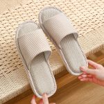 ⁦جيجي شبشب للنساء والرجال، شبشب كتان مفتوح عند الاصابع، صنادل صيفية للاستخدام الداخلي والخارجي وغرفة النوم⁩ - الصورة ⁦6⁩