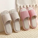 ⁦جيجي شبشب للنساء والرجال، شبشب كتان مفتوح عند الاصابع، صنادل صيفية للاستخدام الداخلي والخارجي وغرفة النوم⁩ - الصورة ⁦4⁩